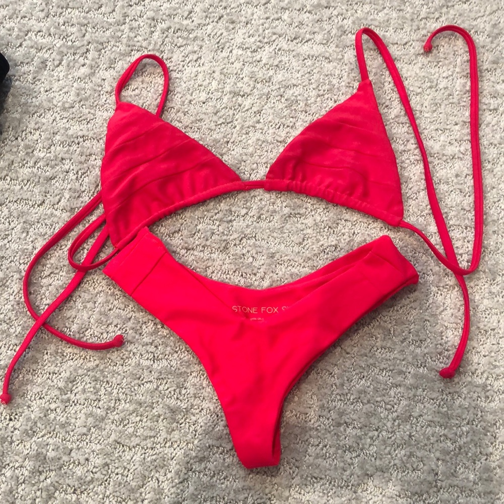 Stone fox swim highlighter pink bikini